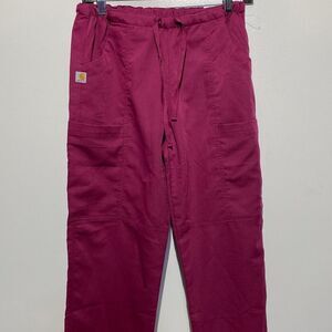 Carhartt Women's Elastic Waist Scrub Pants In Magenta Size‎ XS